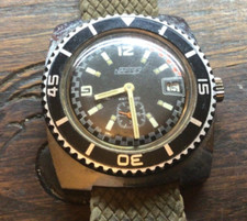 Montre plongée ancienne Nappey dato acier mécanique vers 1970