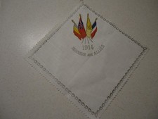 WWI: PETIT MOUCHOIR PATRIOTIQUE  1914  HONNEUR aux ALLIES