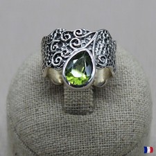 Bague Argent 925 Péridot / Olivine Taille 54 – Pierre Verte Femme Élégante