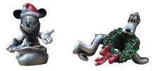SANTA MICKEY AND PLUTO WREATH PEWTER UDSON FIGURINES