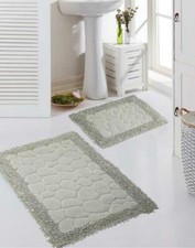 Set de 2 Tapis Salle de Bain Design Pierre antidérapant lavable - gris