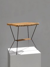 1950 TABLE BASSE ROTIN MODERNISTE RECONSTRUCTION Hitier Mategot Gascoin Sognot