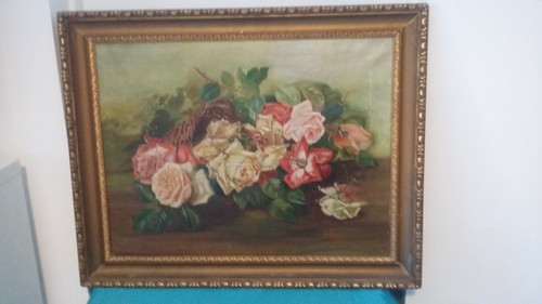 Ancien tableau hst panier - ancien,