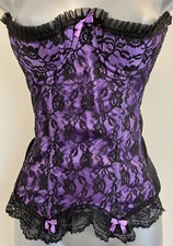 Soutien gorge 1/2 bonnet corset bustier à armatures violet et noir Frederick’s Of Hollywood 32