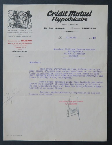 Facture belgique 1932 - belgique,
