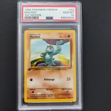 Carte Pokemon Machop 52/102 PSA 10 Set de Base - FR Edition 1 ?