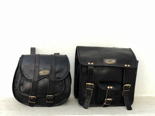 Sacoches moto cuir - moto, noir
