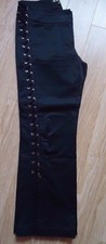 PANTALON BGN NOIR SATINE.TAILLE:38.LACAGE DANS ŒILLETS gothique punk lolita 