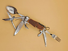 Ancien couteau multifonctions KORIUM PIC JAPAN, années 50, os cerfé, étui