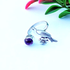 Bague oiseau pierre précieuse