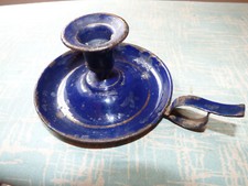 BOUGEOIR EMAILLE ANCIEN BLEU