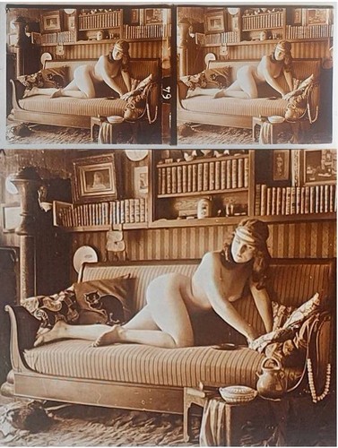 Photo stereo sur verre nu - ,