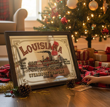 Miroir Publicitaire Vintage "Louisiana Steamboat Company" | Décoration Murale