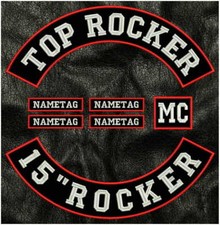 Custom 15 "rocker 7 pcs Biker gilet Baskets brodés FULL SET Coudre le Patch MC