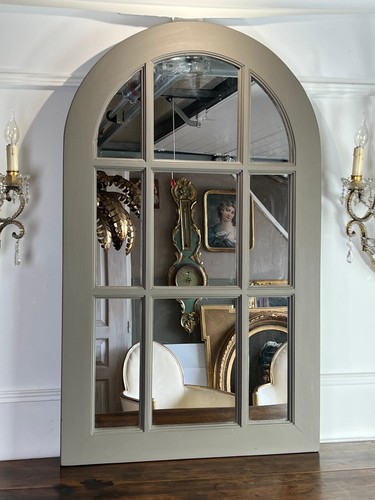 Miroir ancien teck patiné - miroir,