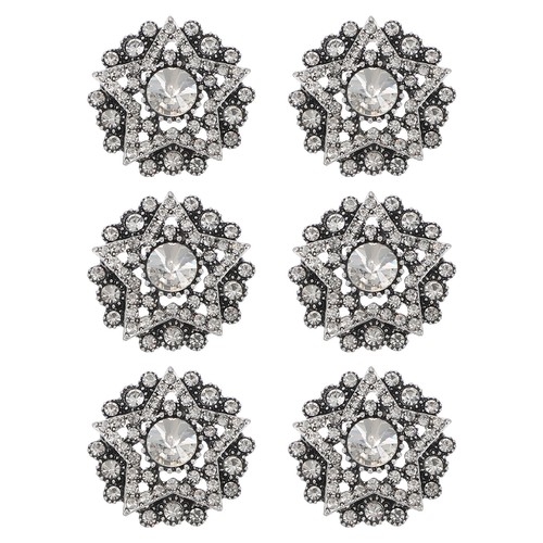 Pcs boutons métal strass - 6, en