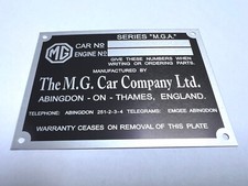 Plaque constructeur MG -