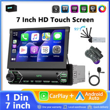 Autoradio 1 Din Écran 7" Rétractable | Android Auto & CarPlay Filaire | MP5 Univ
