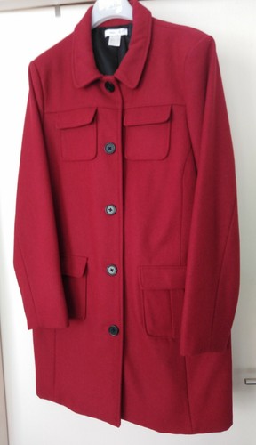 Manteau laine rouge carmin - manteau,