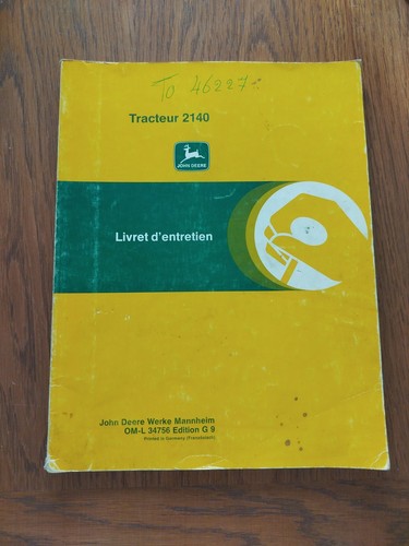 Livret entretien john deere - d'entretien,