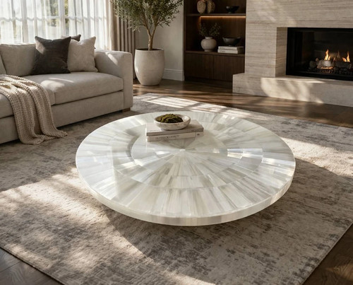 Selenite round coffee table - coffee,
