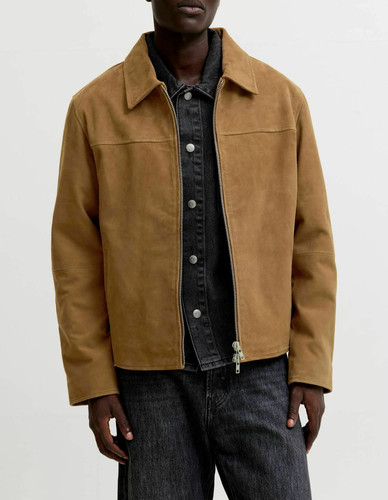 Veste cuir marron - en,