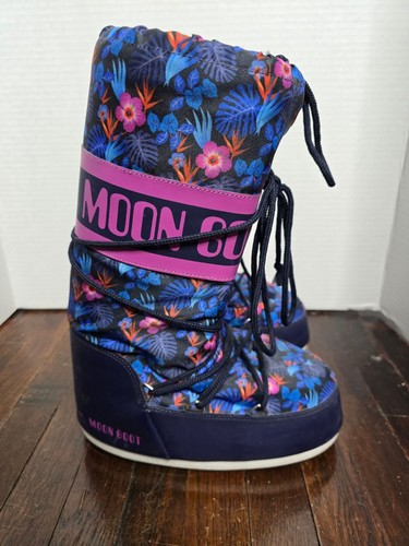Moon boot purple blue - boot, floral