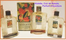 L.T.PIVER 1940 :3 flacons anciens en verre pressé moulé et une lotion Rêve d'Or