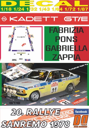 Decal opel kadett pons - kadett, f.