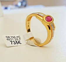 Bague neuve joaillerie femme jeune fille Rubis ovale Diamants or jaune 18 carats