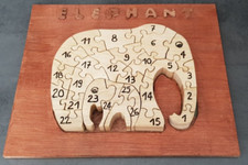 Jeux en bois fait main en France - Puzzles animaux - Eléphant et son bébé
