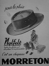 PUBLICITÉ MORRETON POUR LA PLUIE NYLFELT NYLON SUR FEUTRE POIL C'EST UN CHAPEAU