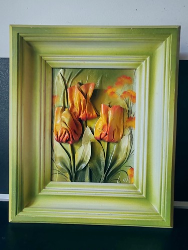 Cadre avec fleurs relief - avec, en