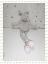 Doudou Peluche Souris Grise Rose Eugénie Noeud Tartine et Chocolat
