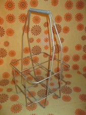 Vintage Ancien PANIER PORTE-BOUTEILLE en ACIER GALVA Casier 4 Bouteilles Vin Eau