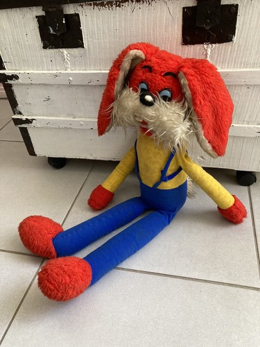 Ancienne peluche lapin rouge - ancienne,