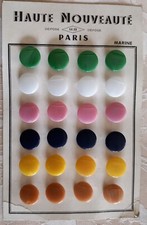 24 BOUTONS EN VERRE SUR CARTE