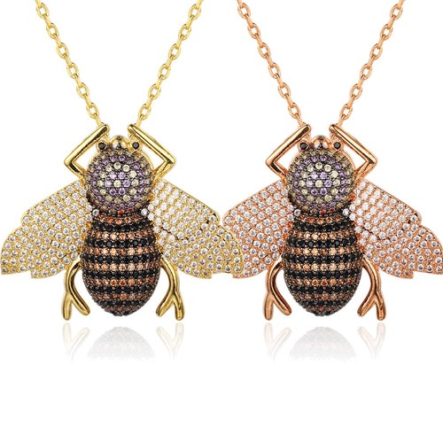 Gold plated carat cz bee - plated,