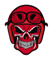 Ecusson patche biker skull rouge rider thermocollable patch DIY transfert brodé 