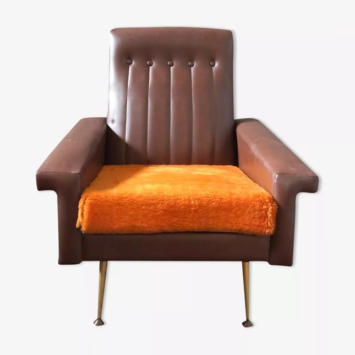 Fauteuil vintage skaï - vintage,