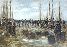 Marine  huile sur toile ,signée