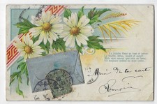 La fraiche fleur se fane - CPA à système ( petit mot dans l'enveloppe bleue )