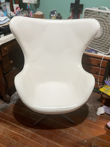 Modern white leather egg - white, chair