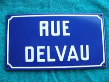 Ancienne plaque de rue émaillée Rue DELVAU journaliste déco industrielle vintage