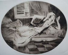 William ABLETT 1930 Gravure originale signée Art Deco erotica boudoir élégante
