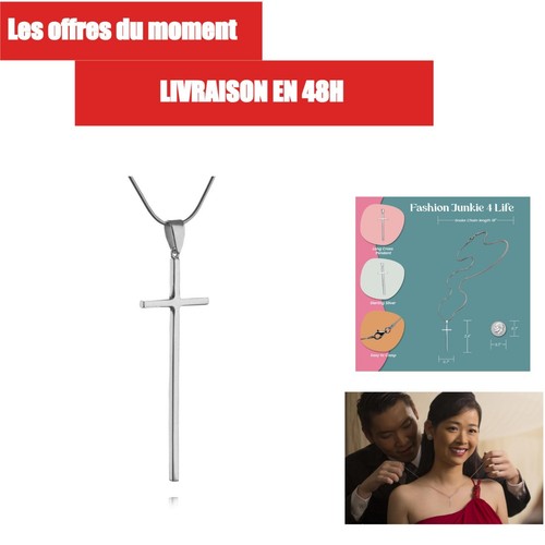 Collier croix argent - en,