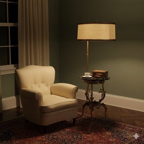 Lampadaire ancien avec table - lampadaire,