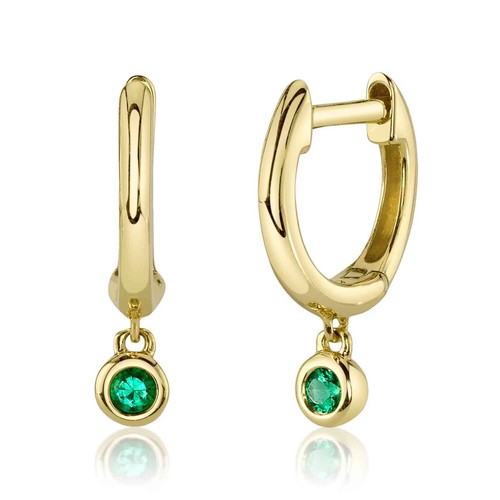 14k jaune émeraude boucles - 14k,