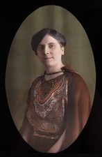 autochrome portrait de femme paisible en cachemire d'époque 1920 - 13x18 photo