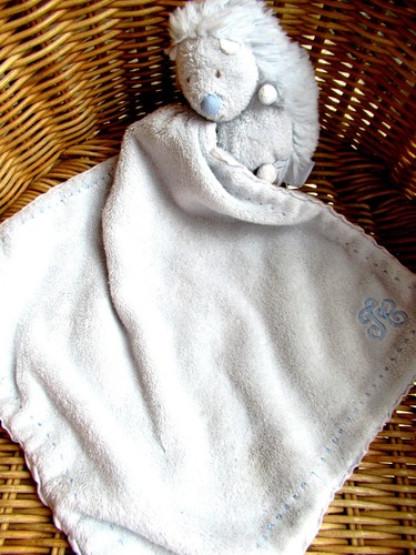 Doudou plat herisson bleu - herisson,